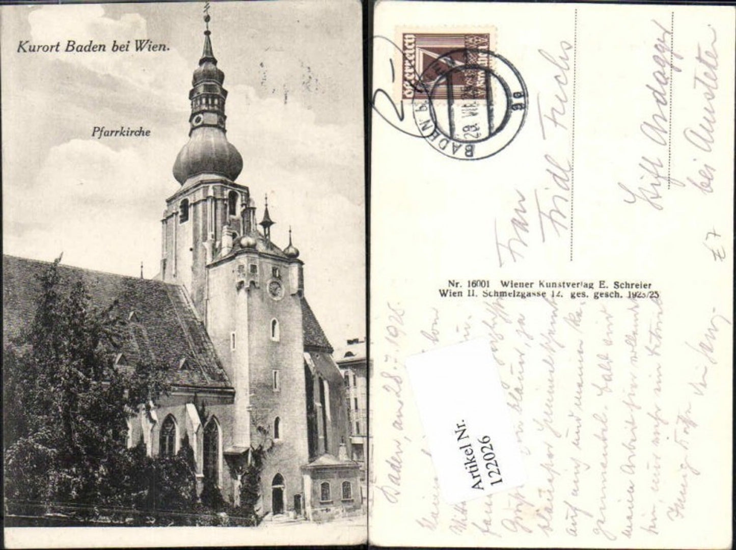 122026,Baden bei Wien Pfarrkirche Kirche 1920