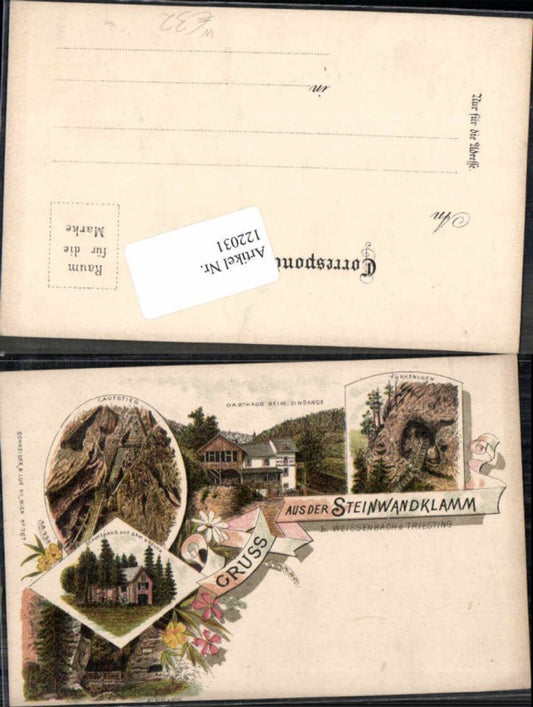 122031,Litho Gruss aus der Steinwandklamm Weissenbach Furth a.d. Triesting
