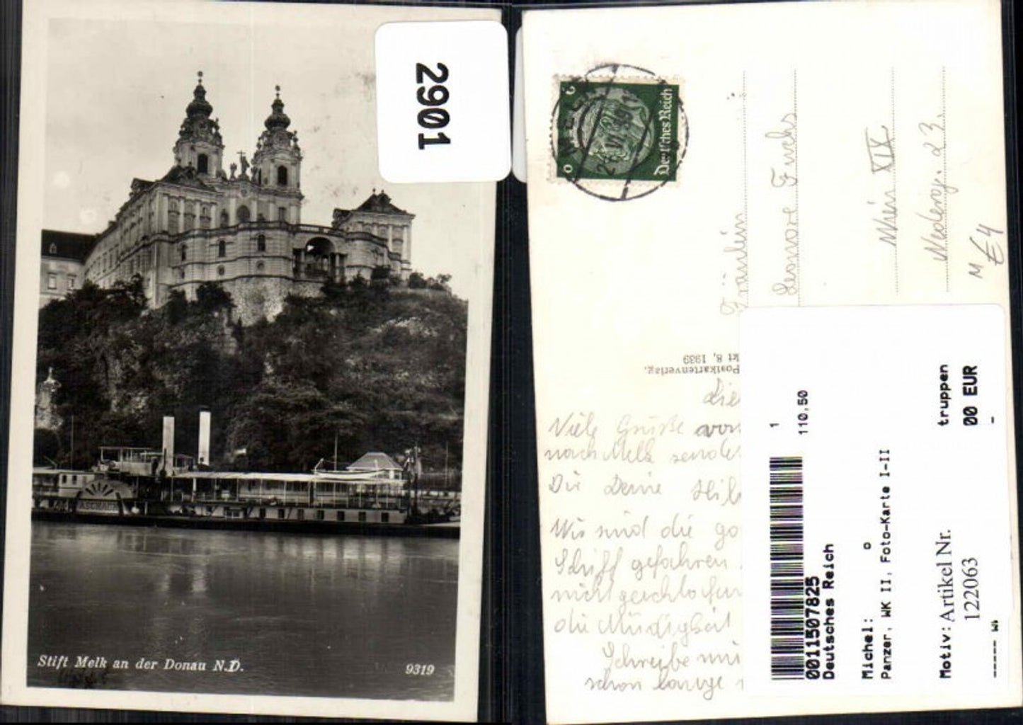 122063,Melk a.d. Donau m. Donau Dampfer Aschach Super Detailansicht 1940