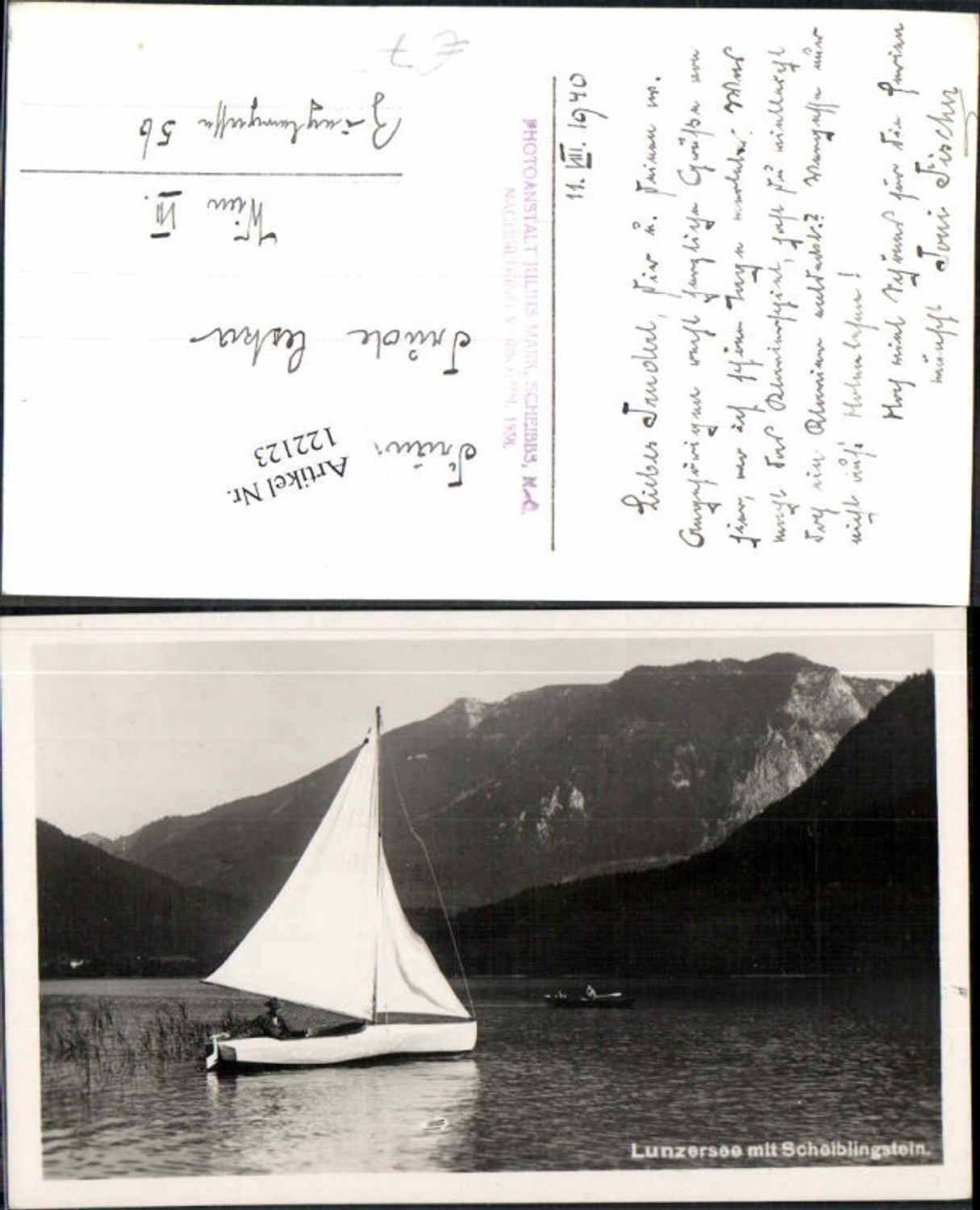 122123,Segelboot Segelschiff am Lunzersee bei Lunz am See 1938