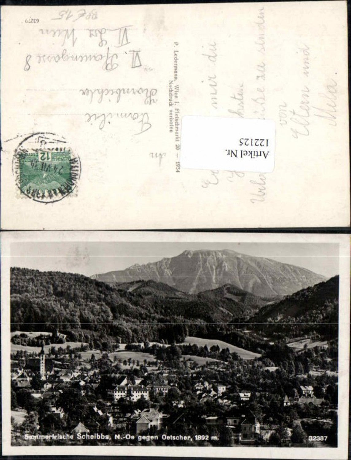 122125,Scheibbs Totale m. Ötscher pub Ledermann 32387 Bahnpost