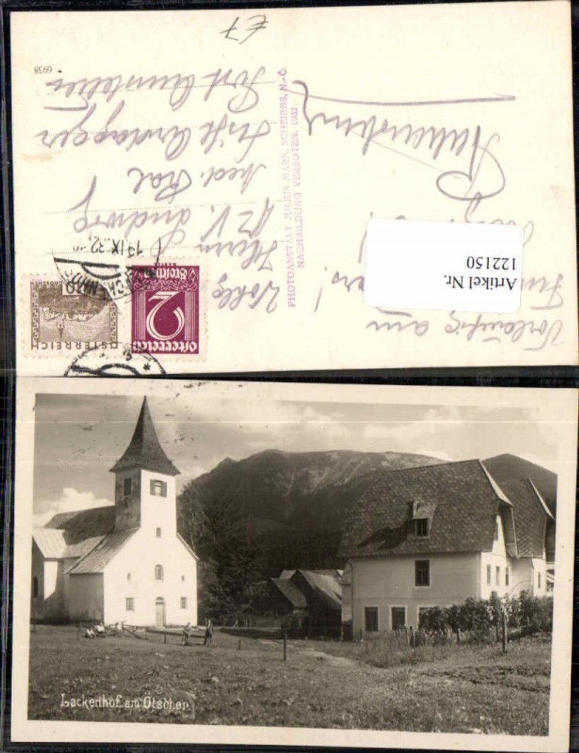 122150,Lackenhof am Ötscher Kirche Hausansicht im Ort 1932