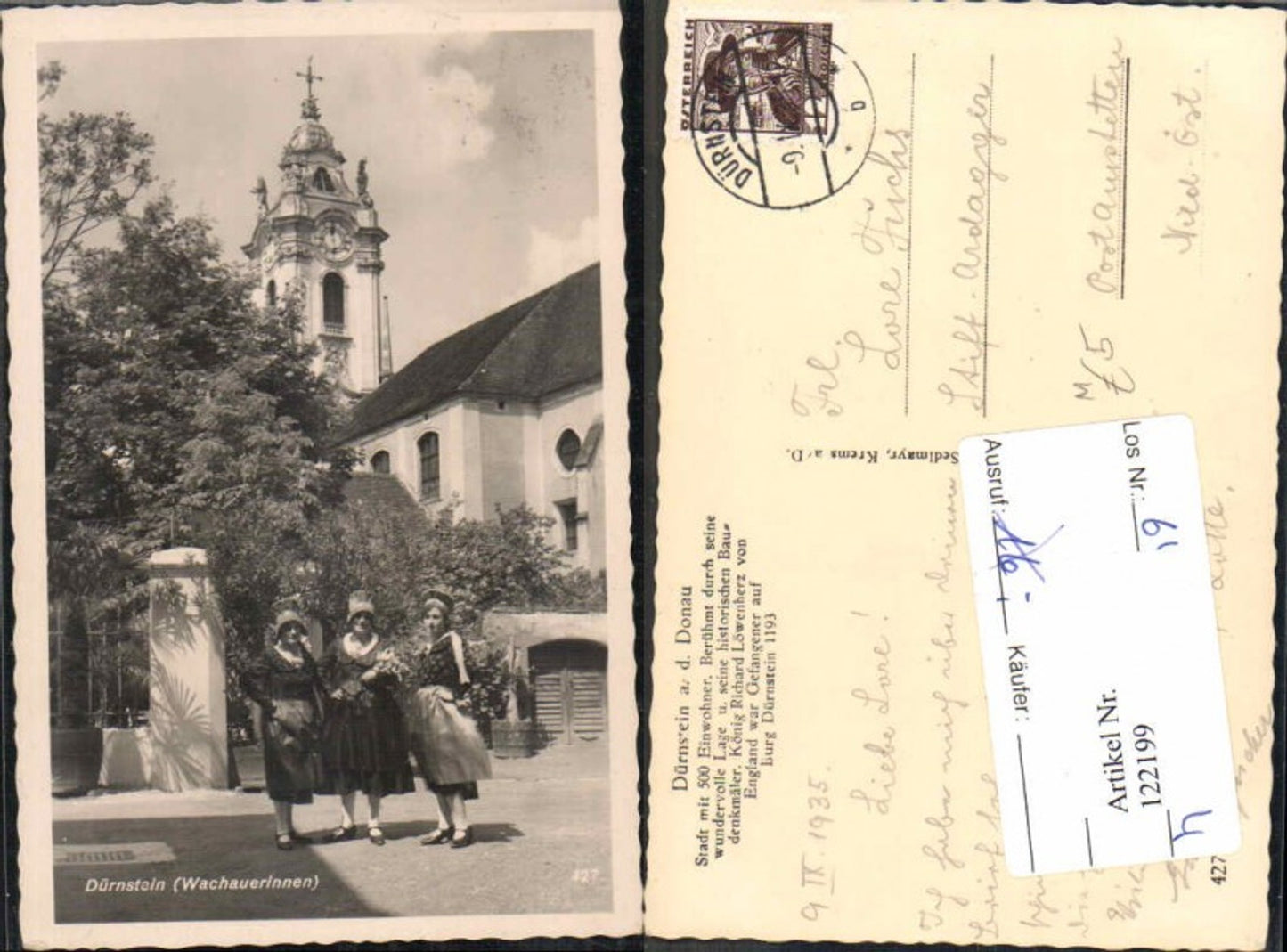 122199,Dürnstein Frauen in Wachauer Tracht Wachauerinnen Wachau Trachten Volkstracht