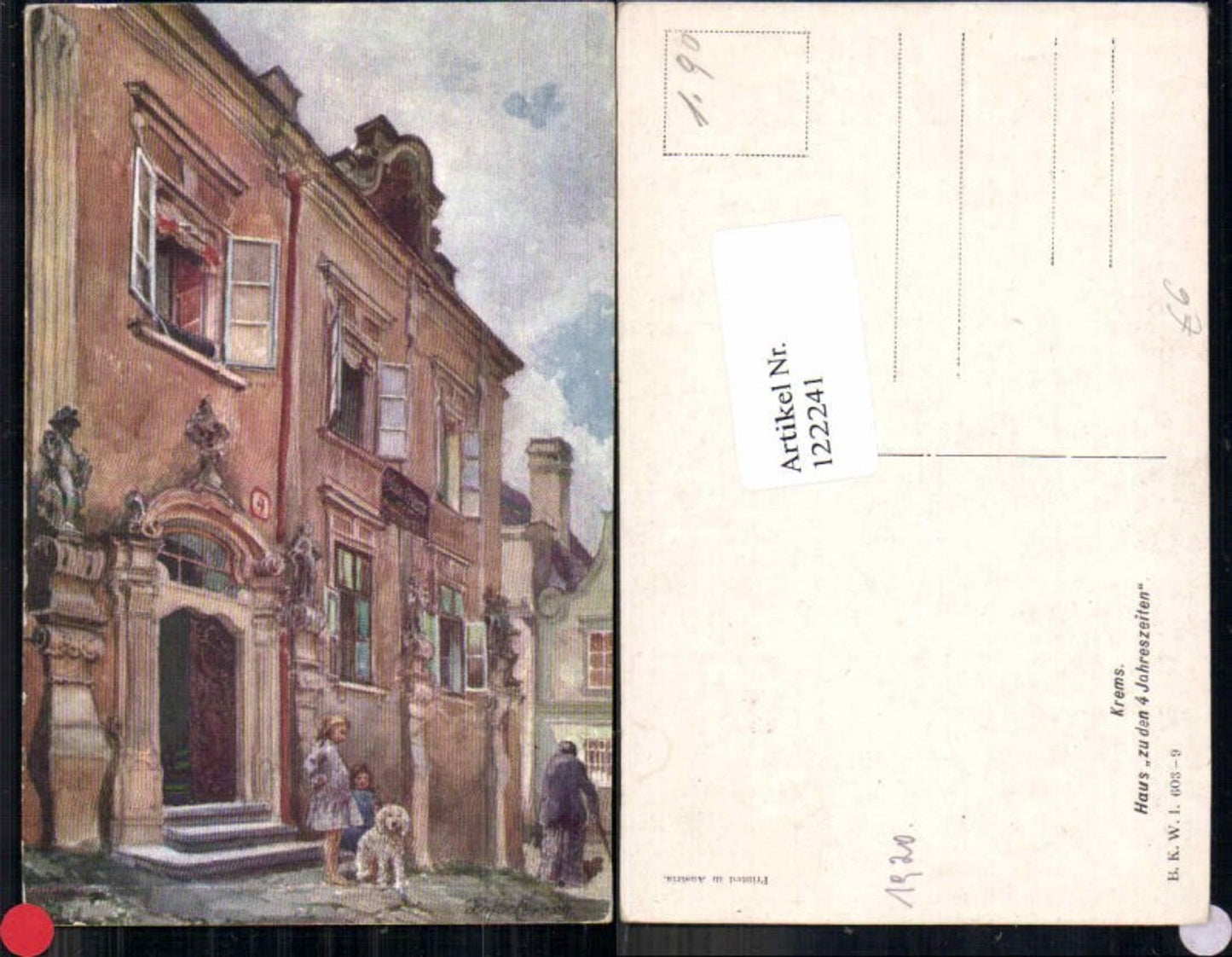 122241,Krems a.d. Donau E.F. Hofecker Pudel Hund Haus z.d. 4 Jahreszeiten