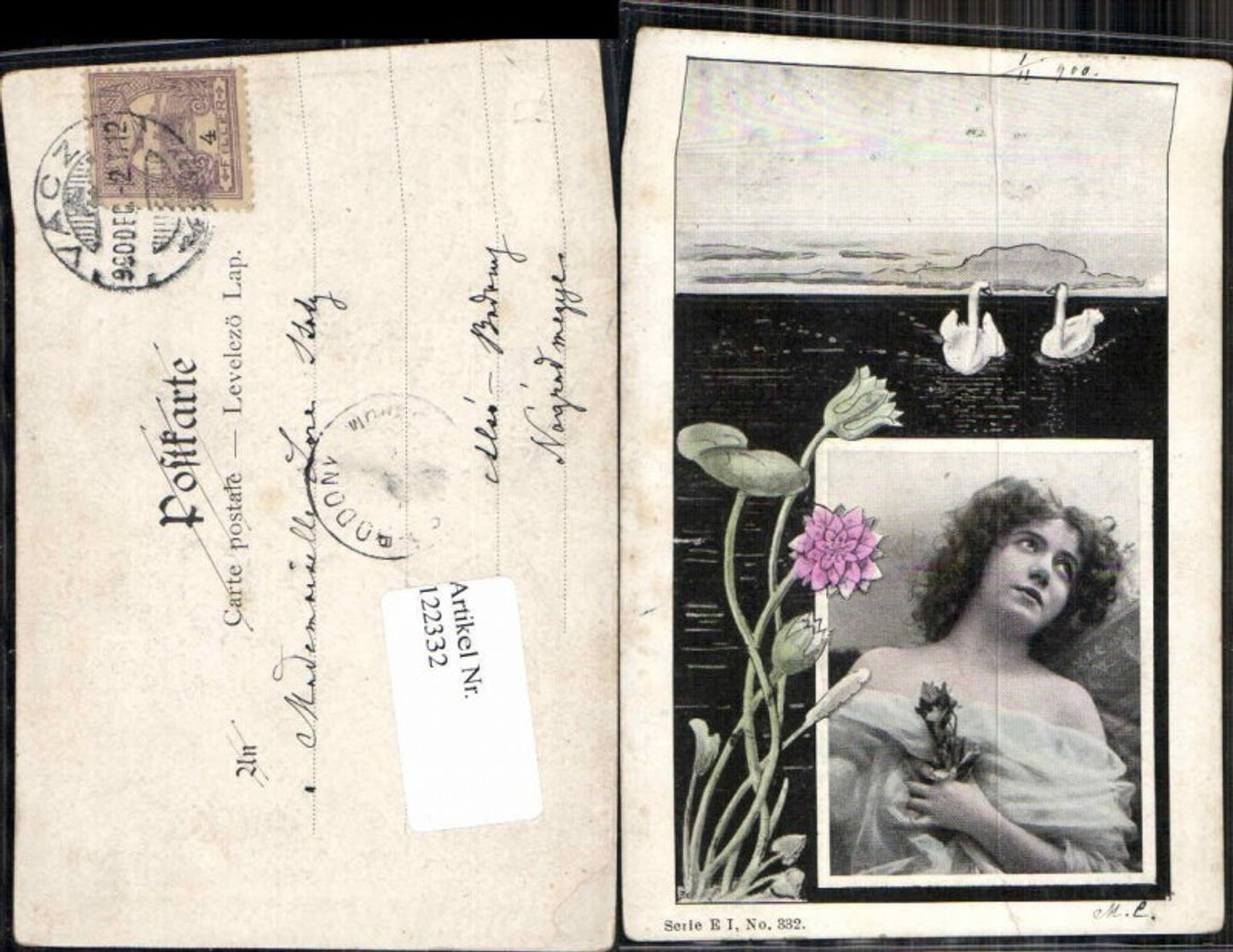 122332,Jugendstil Art Nouveau Schöne Frau Windhund Hund