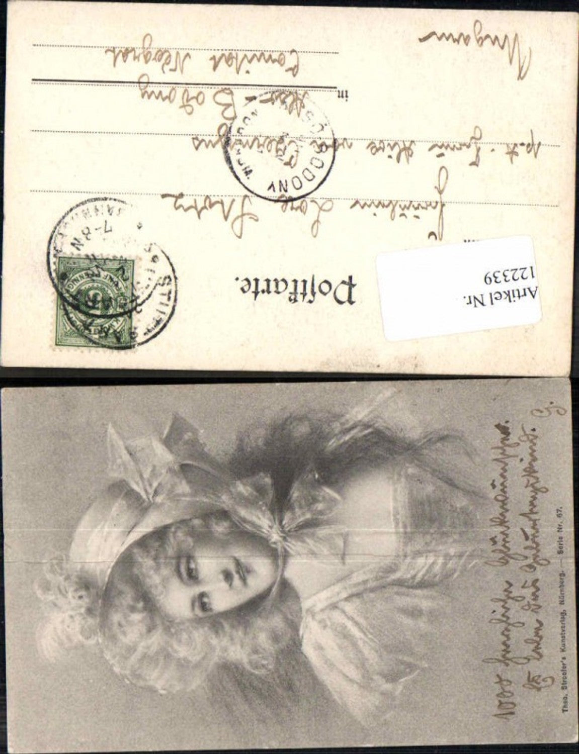 122339,Theo Stroefer Jugendstil Ser. 57 Art Nouveau Edwardian Fashion Girl Hut Mode
