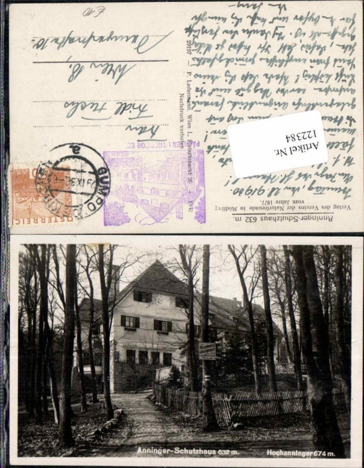 122384,Anninger Schutzhaus b. Mödling 1930
