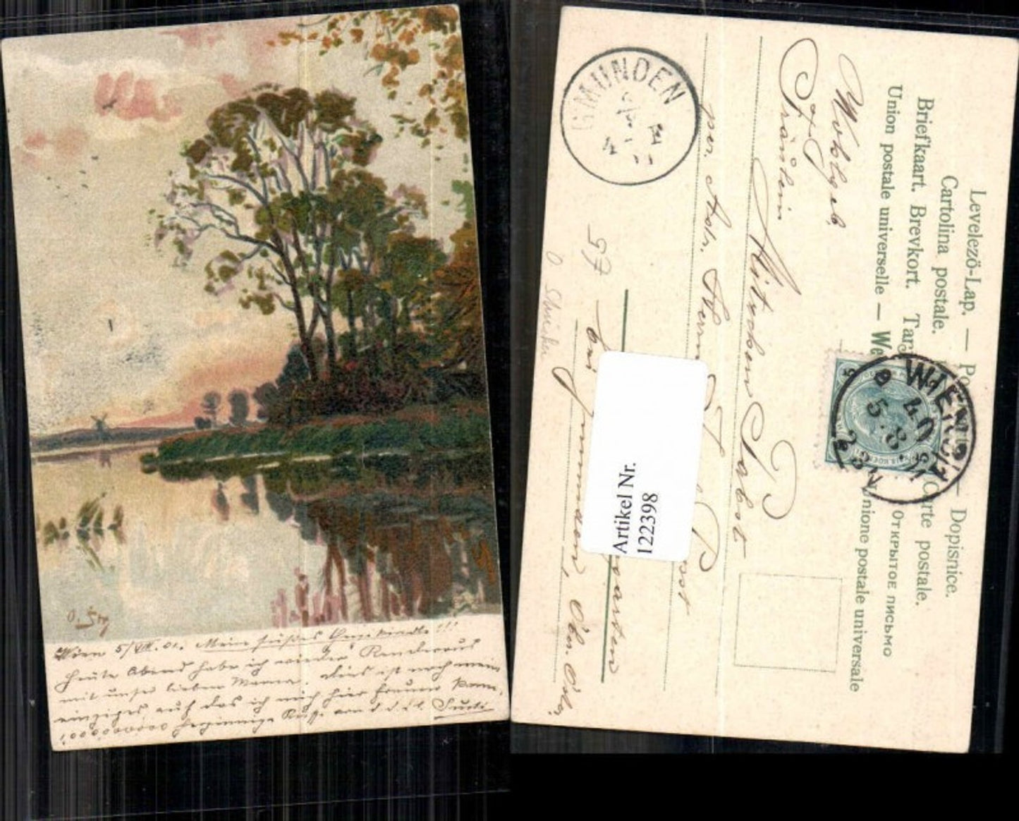 122398,O. Sty O. Strücker Stücker Otto Litho Aquarell Karte