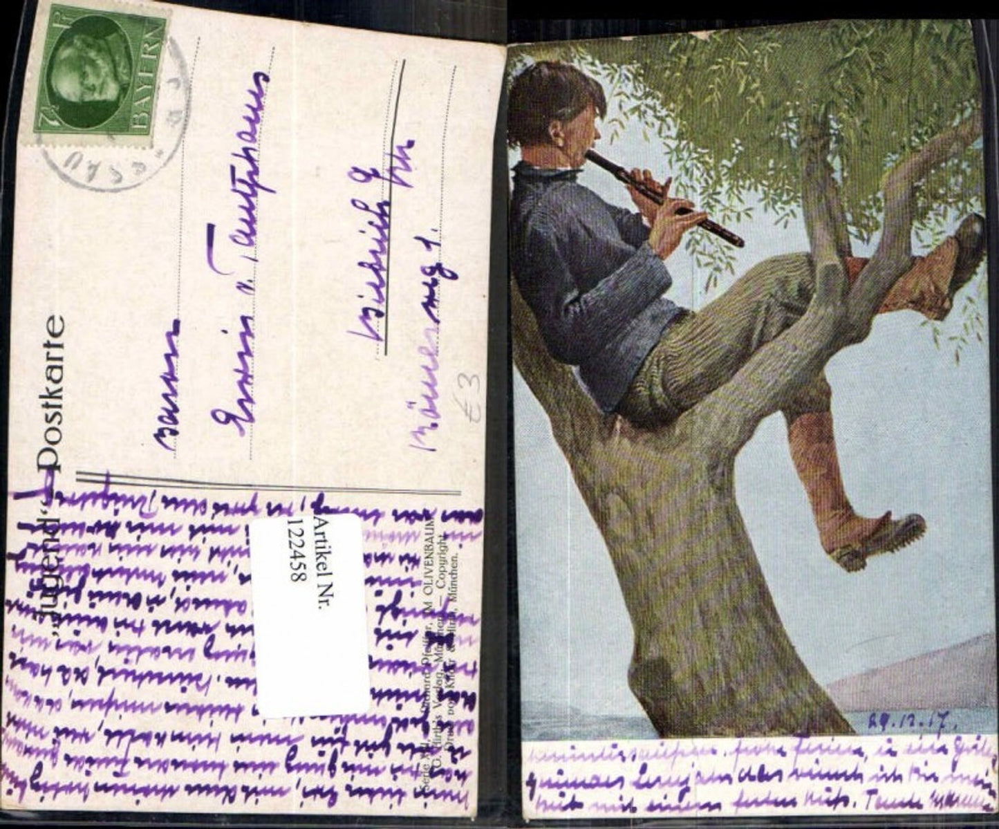 122458,Junge sitzt mit Flöte am Baum Musik Richard Pfeiffer Olivenbaum pub Hirth