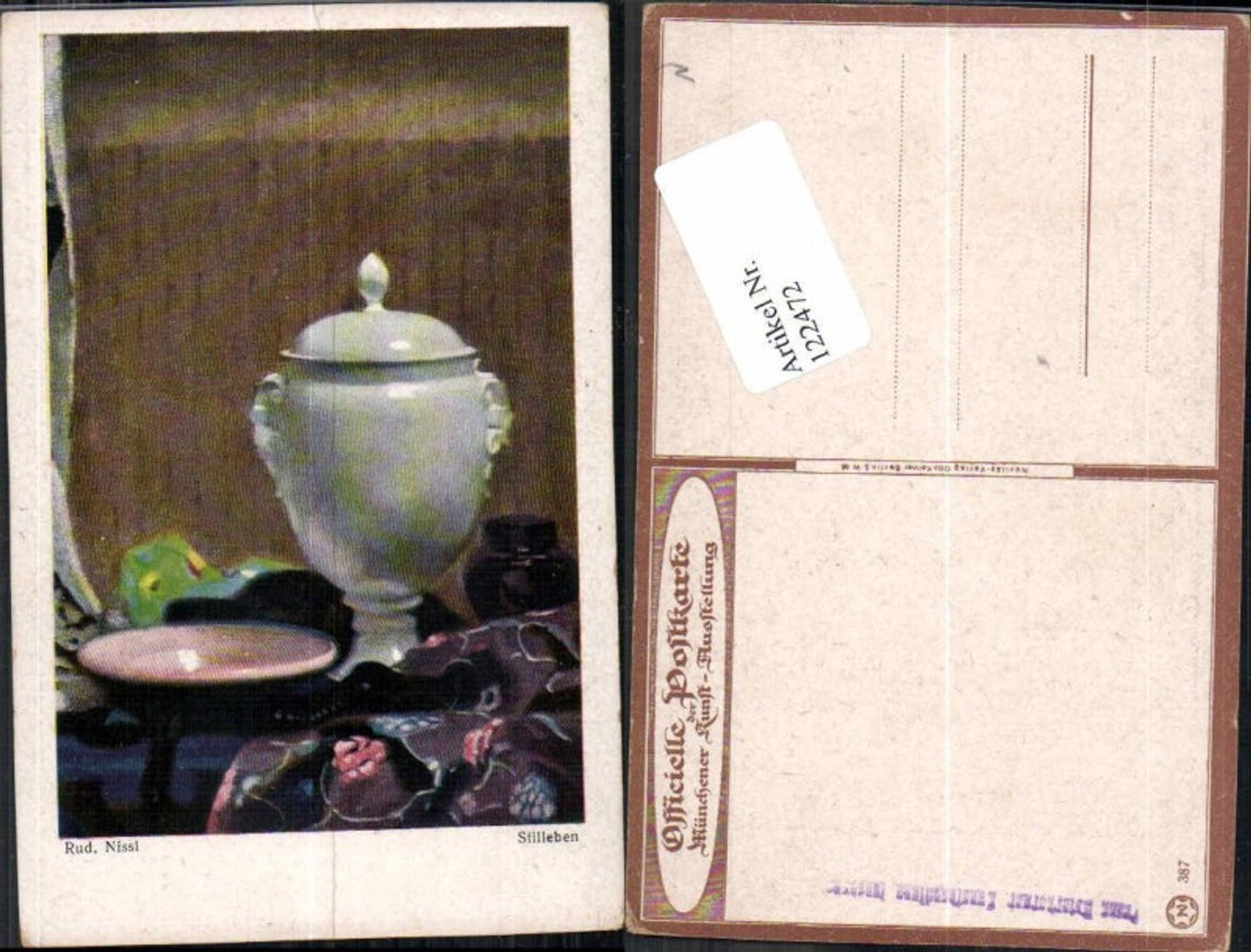 122472,Rudolf Nissi Stillleben Vase Münchener Kunst Ausstellung