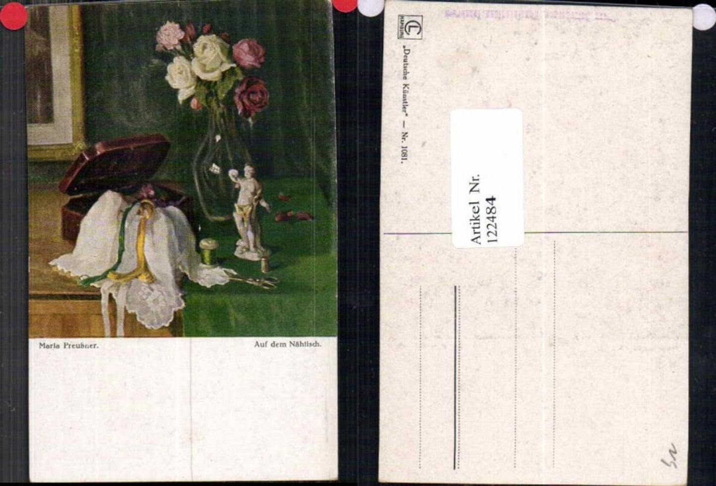 122484,Maria Preußner Auf dem Nähtisch Rosen Blumen
