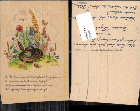 122598,Liesel Lauterborn Hut Blumen Schmetterling