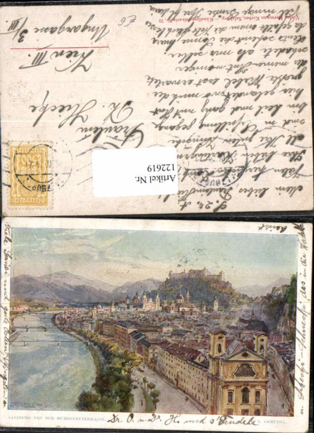 122619,E.T. Compton Künstlerkarte 70 Salzburg v.d. Humboldtterasse