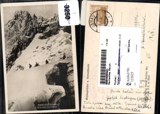 122625,Gosaugletscher Tourengeher bei Gosau Hallstatt 1930