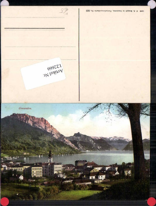122666,Gmunden am Traunsee Tolle COLOR 1908 pub Brandt 929