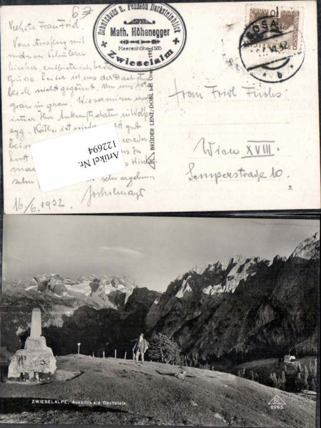 122694,Zwieselalpe Ausblick a.d. Dachstein Gosau Hallstatt pub Lenz 2265