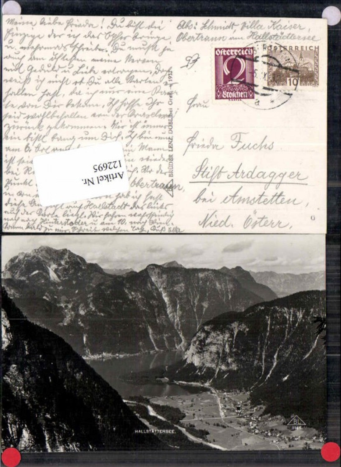 122695,Hallstättersee Hallstatt 1932 vom Berg pub Lenz 1145