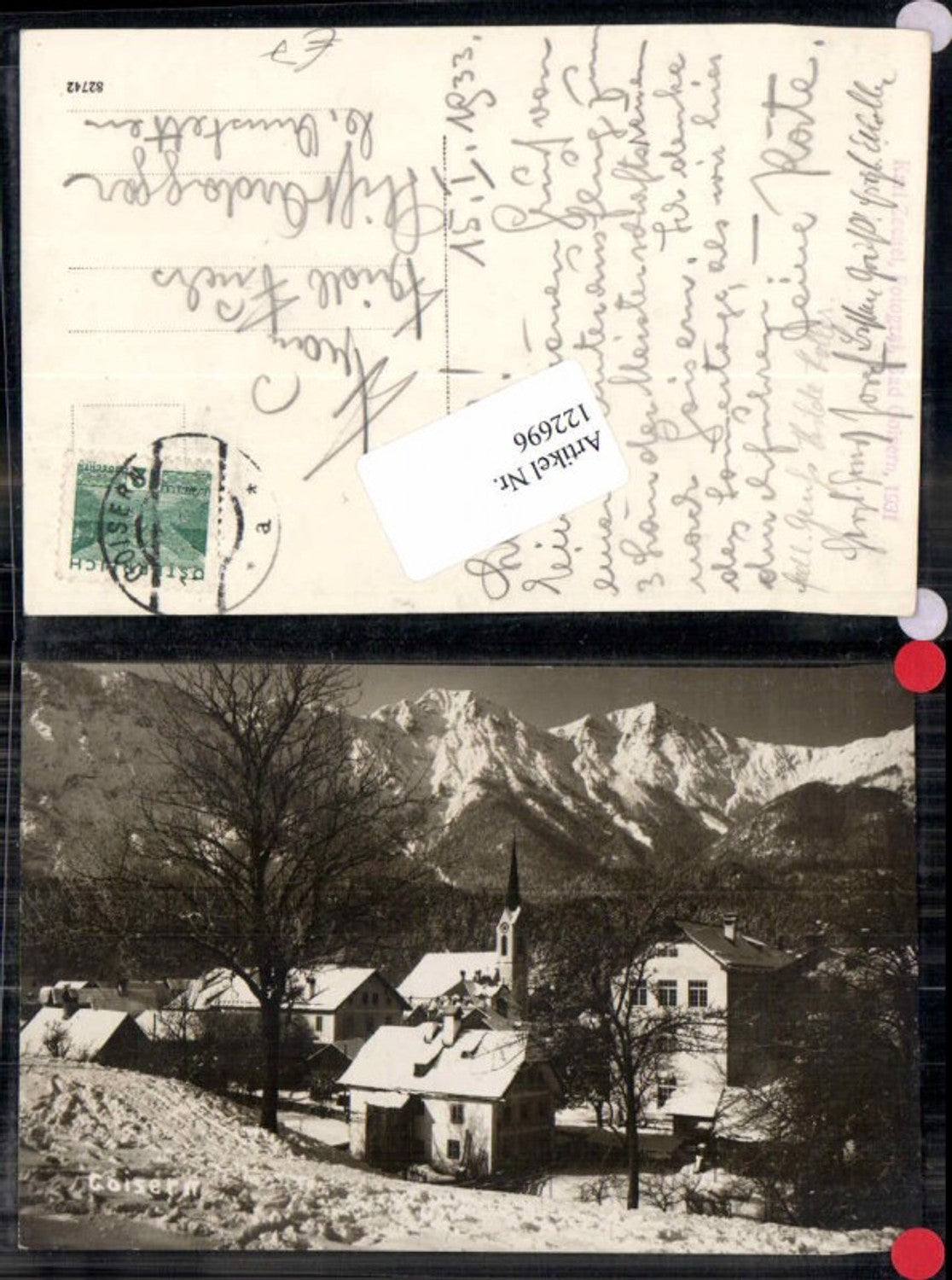 122696,seltene FotoAK Goisern Partie im Ort 1930 Häuseransicht