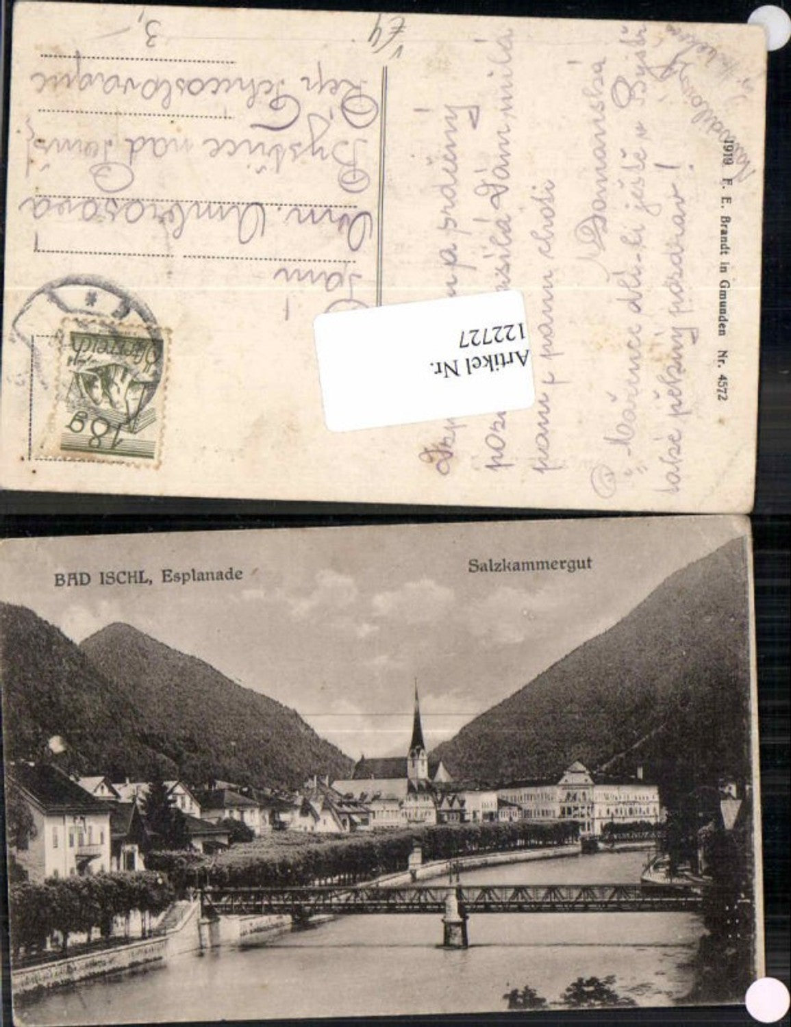 122727,Bad Ischl Esplanade Brücke 1919 Brandt 4572