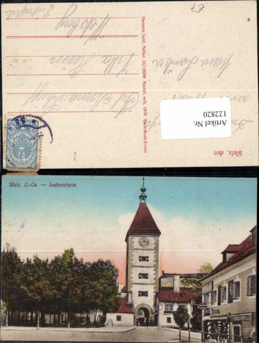 122820,Wels Stadt Ledererturm Gasthaus 1920