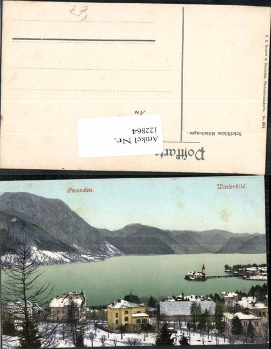 122864,Gmunden m. Schloss Orth und Traunsee pub Brandt 664 Winterbild