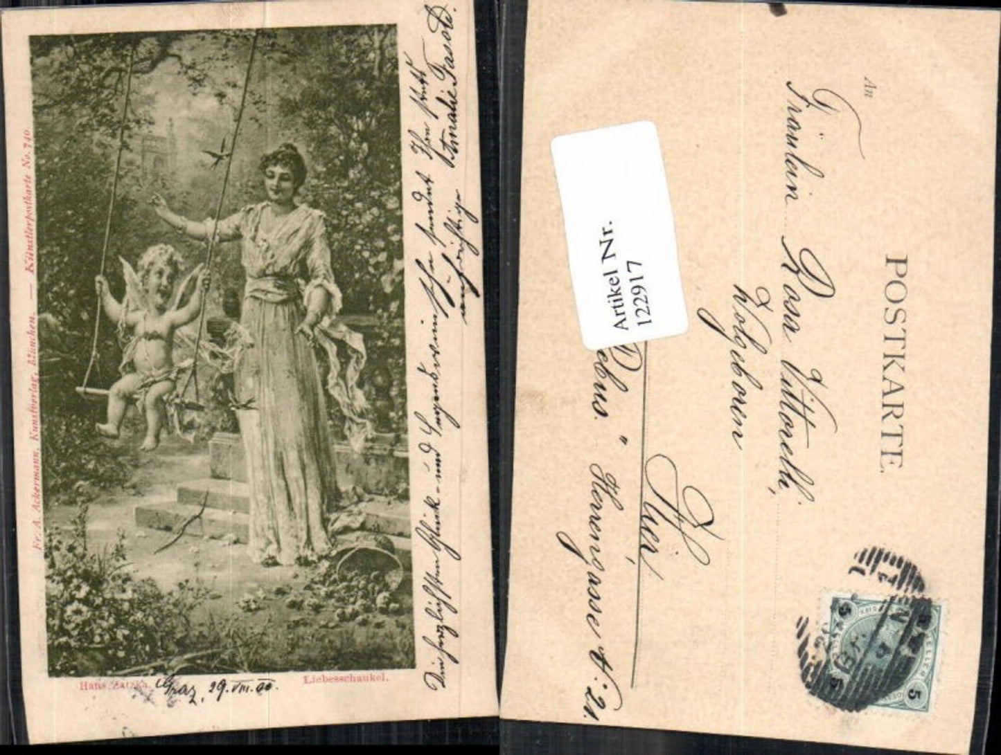 122917,Hans Zatzka Jugendstil Art Nouveau Engel Angel pub Ackermann 740