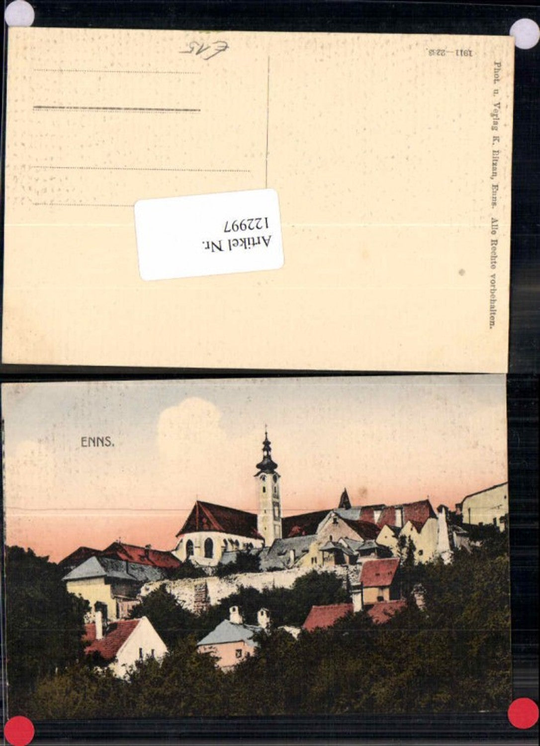 122997,Enns seltene Ansicht vom Ort 1911