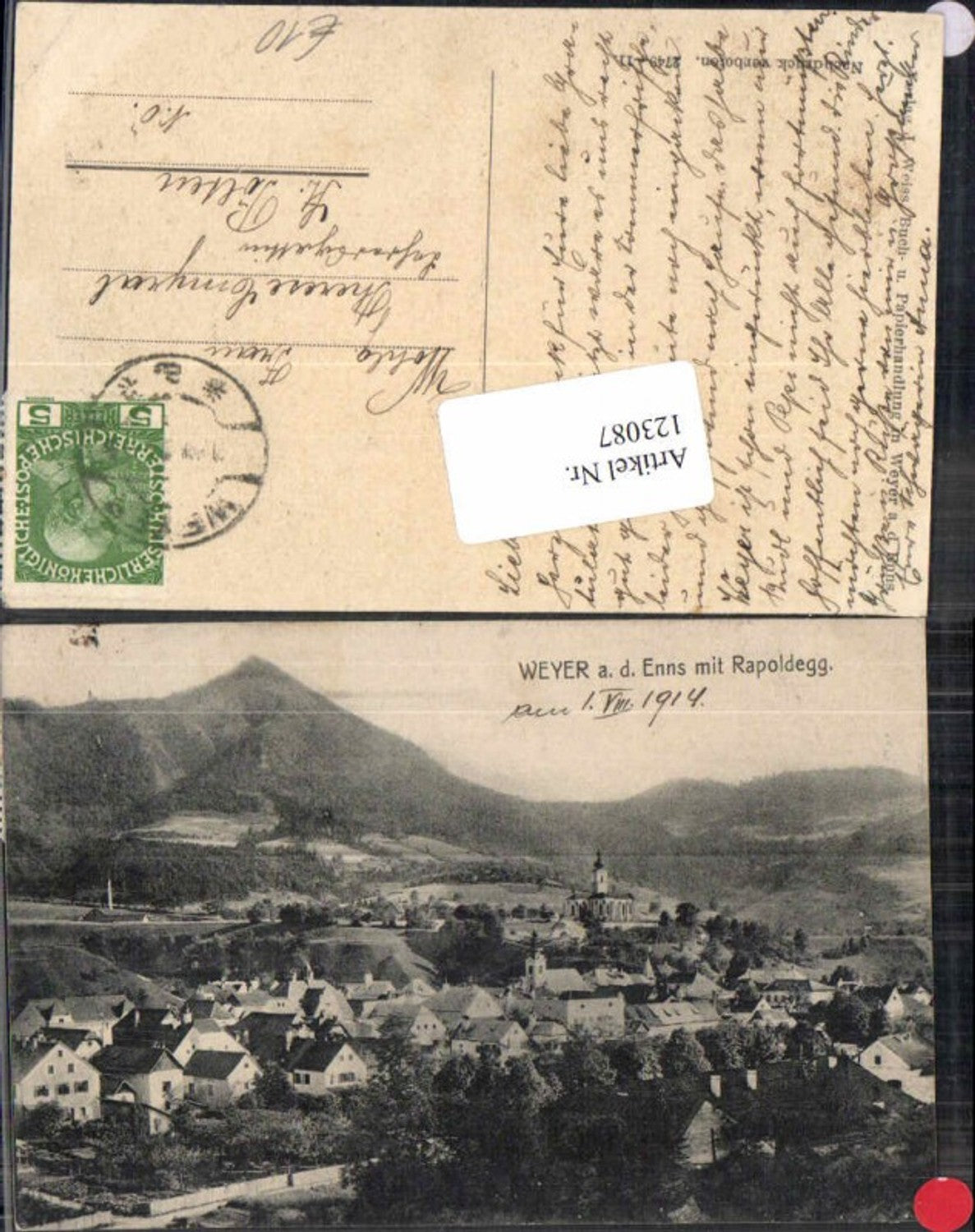 123087,Weyer a.d. Enns Teilansicht m. Rapoldegg 1914