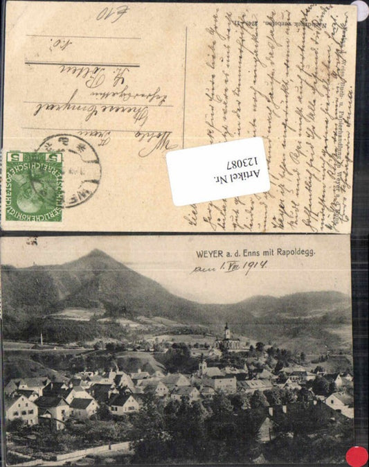 123087,Weyer a.d. Enns Teilansicht m. Rapoldegg 1914