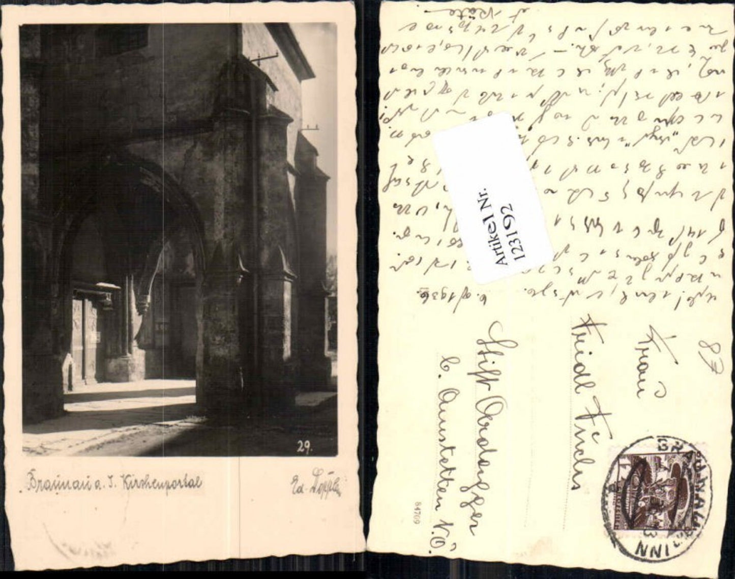 123192,FotoAK Braunau am Inn Kirche Kirchenportal 1930