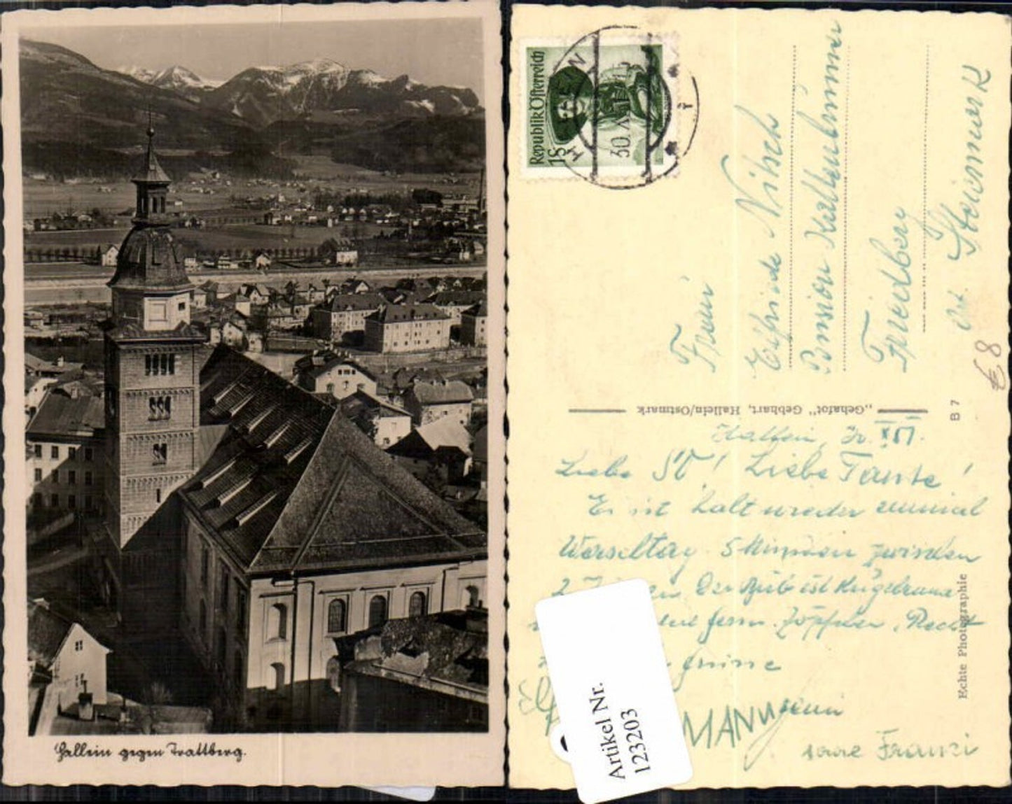 123203,Hallein Partie vom Ort 1950