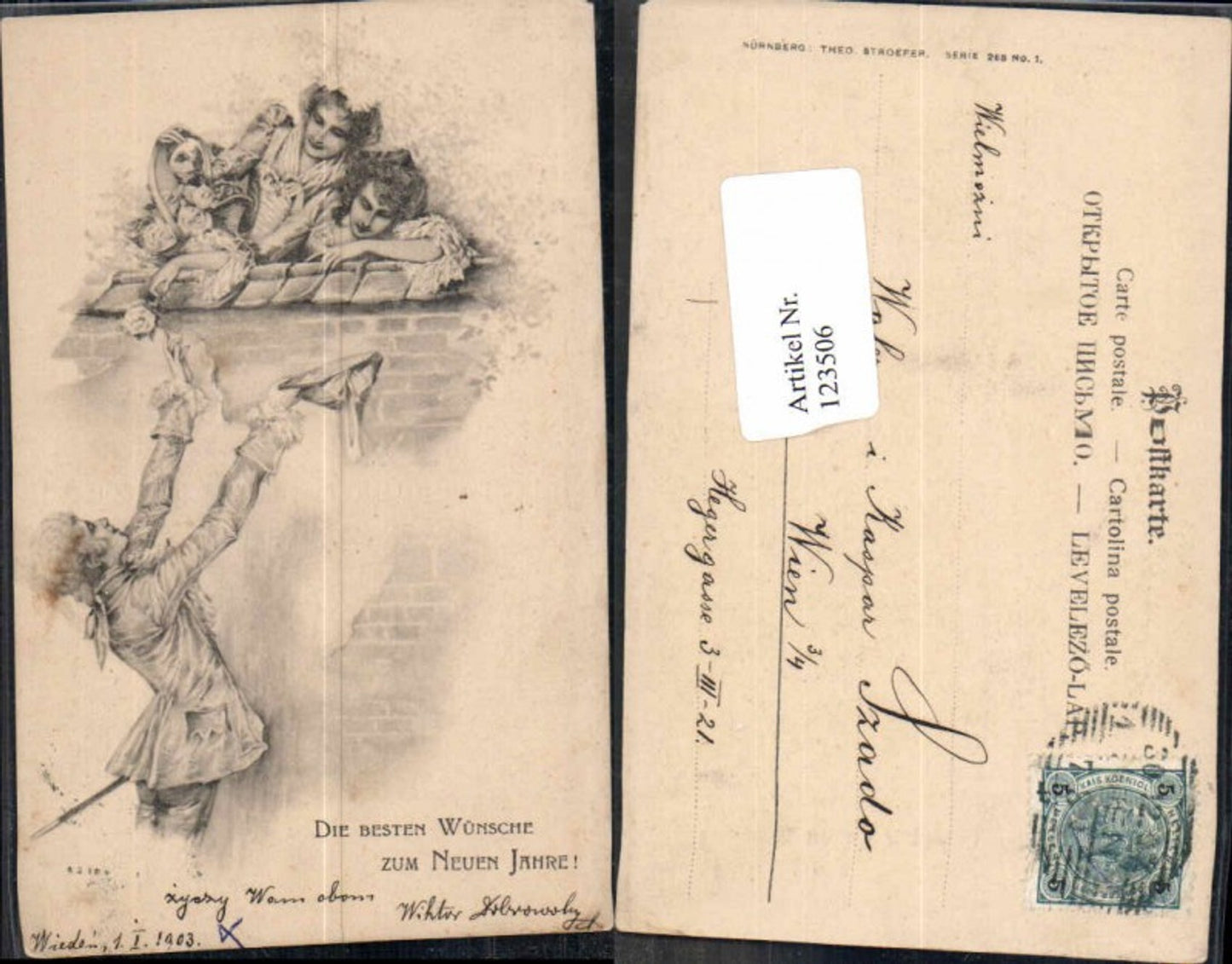 123506,Theo Stroefer Jugendstil Nr. 268-1 neujahr