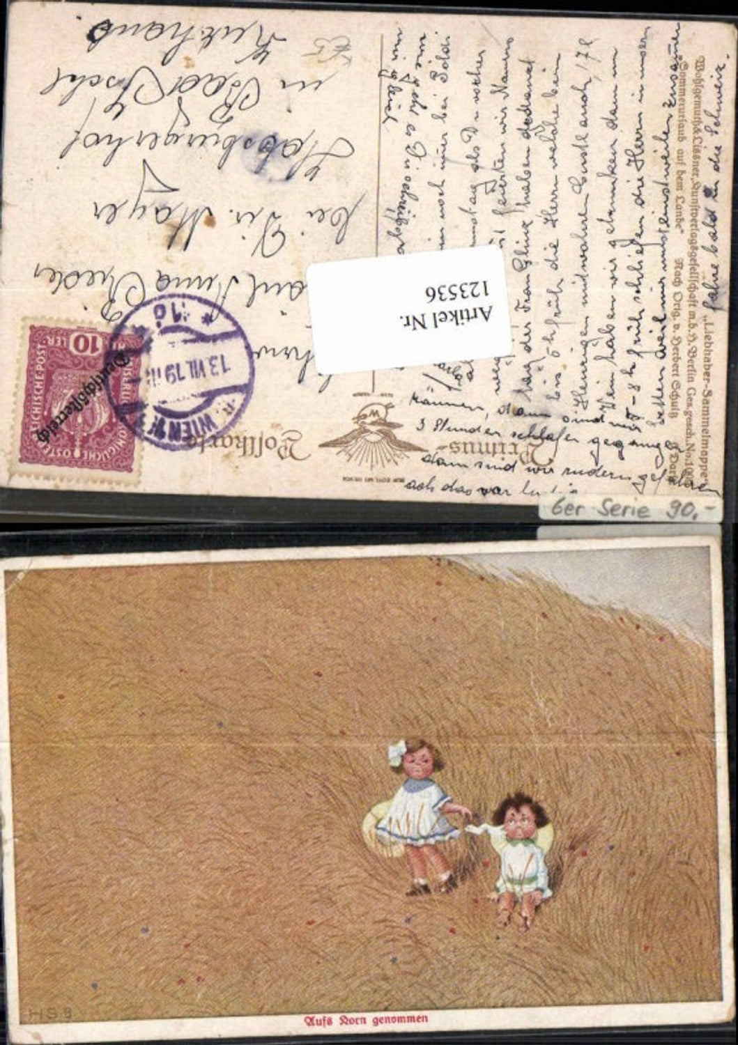 123536,Primus AK 1009 Herbert Schulz Kinder am Kornfeld Feld Scherz Karte