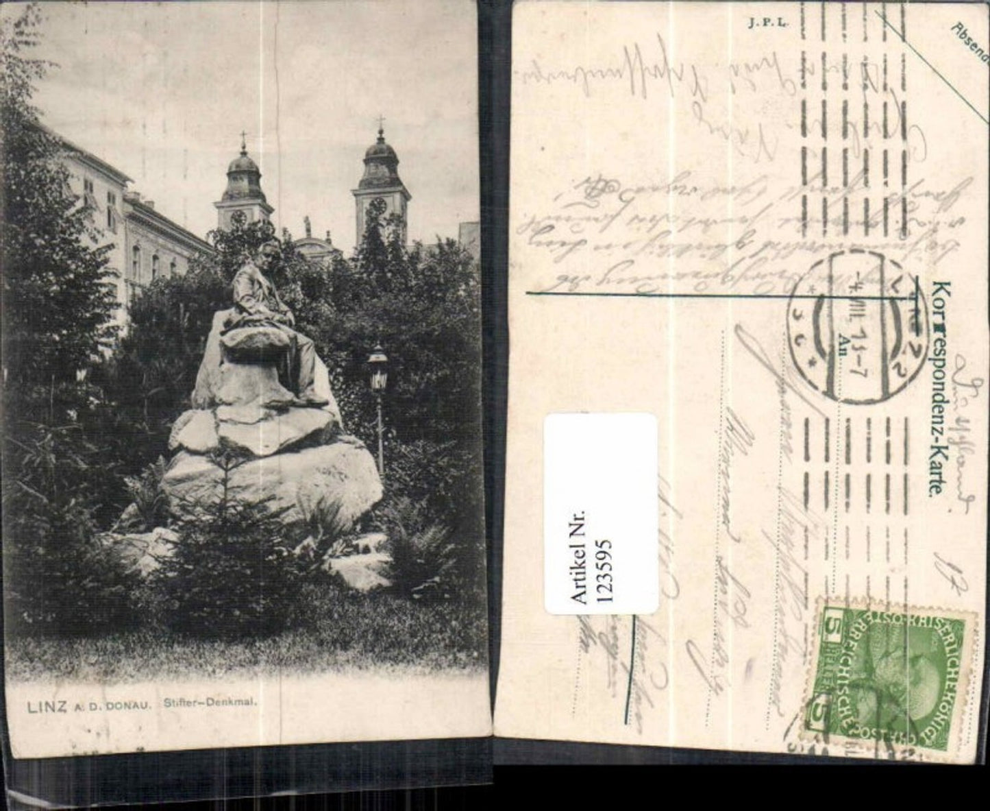 123595,Linz a.d. Donau Stifter Denkmal 1915
