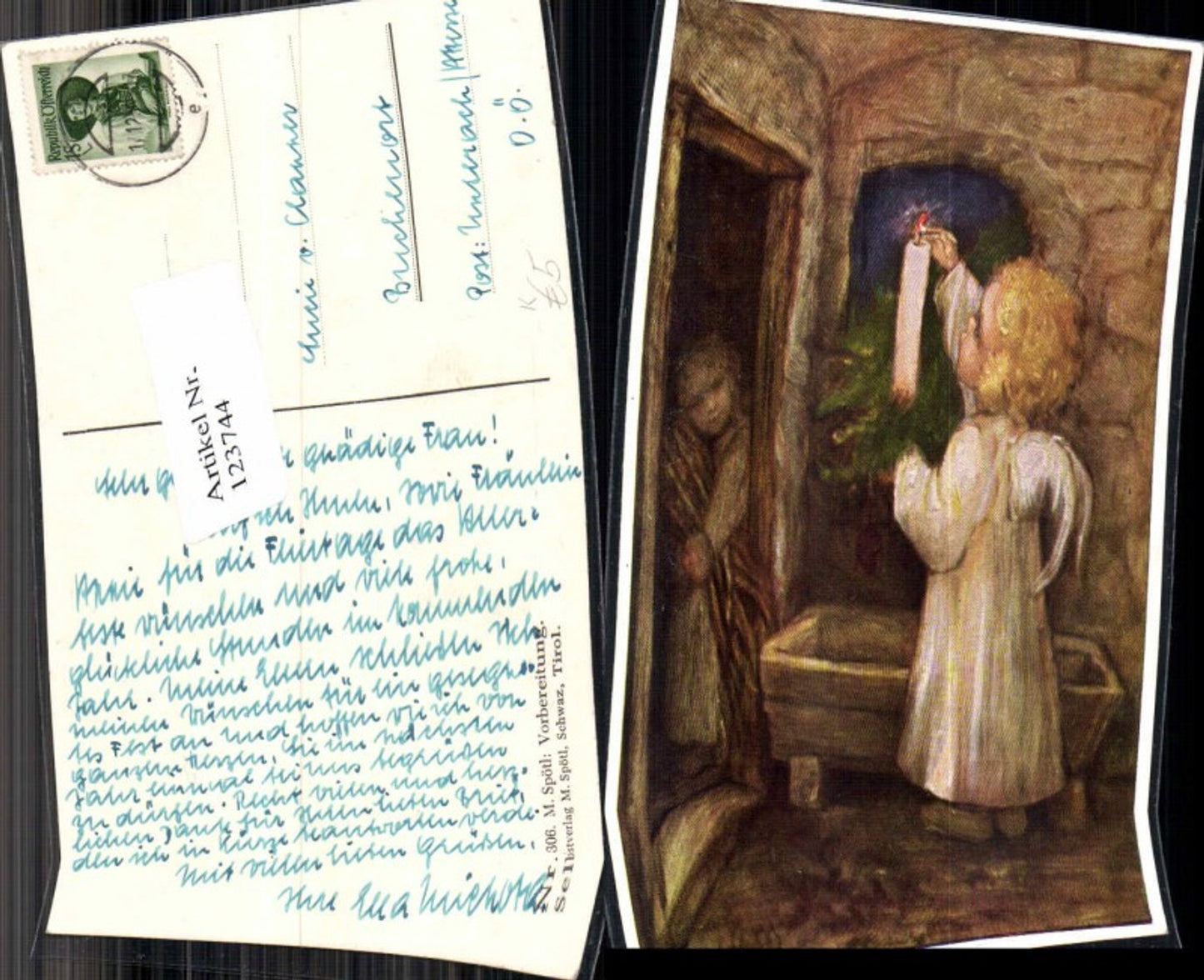 123744,M. Spötl Schwaz Nr 306 Vorbereitung Engel Kerze Kinder