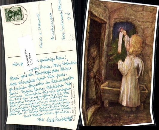 123744,M. Spötl Schwaz Nr 306 Vorbereitung Engel Kerze Kinder