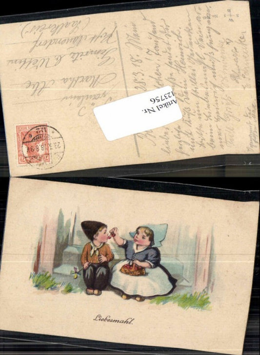 123756,Süsse Kinder m. Holländische Tracht essen Kirschen Obst Früchte