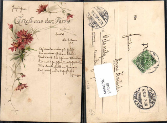 124048,Litho Gruss aus der Ferne Blume pub Juxberg Frankfurt