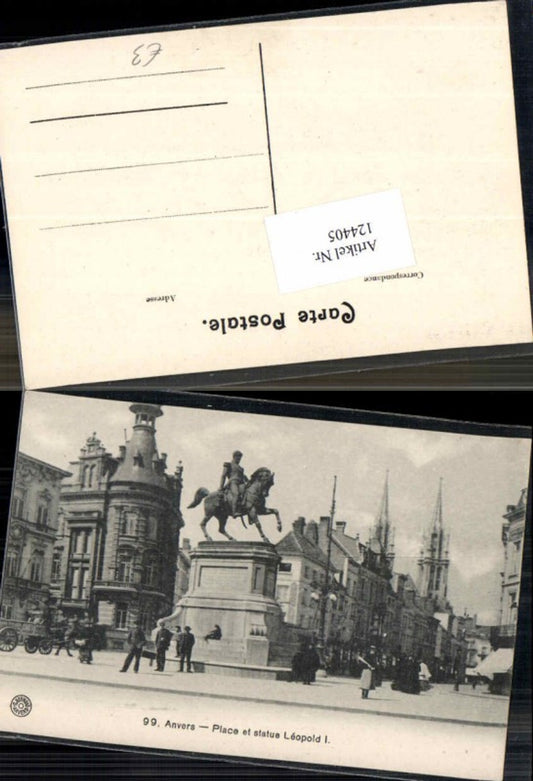 124405,Anvers Antwerpen Place et statue Leopold