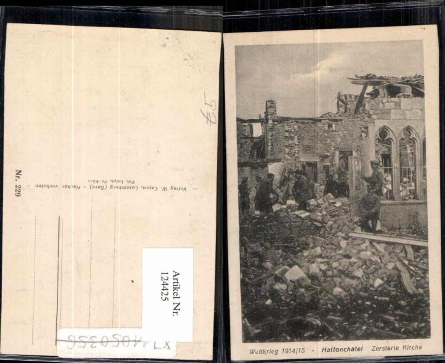 124425,Hattonchatel Zerstörte Kirche Weltkrieg 1914 Soldaten