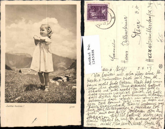 124588,Foto Groh 2758 Süsses kleines Mädchen in Wiese Handabzug