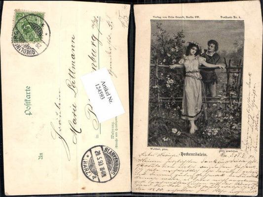 124593,Heckenröslein Postkarte Nr 4 pub Grandt Walther pinx sign.