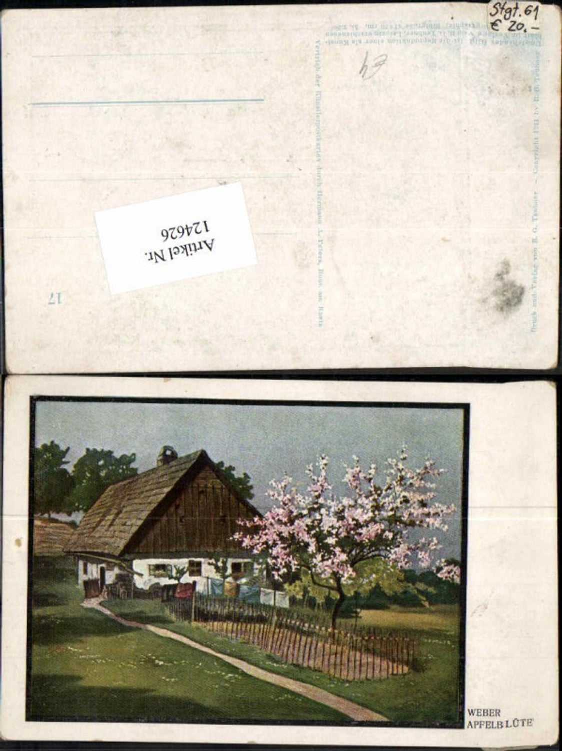 124626,Weber sign. Apfelblüte haus Garten