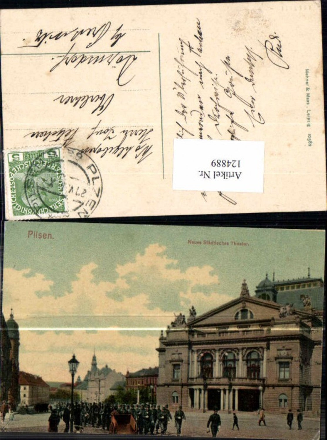 124889,Pilsen Plzen Neues Städtisches Theater Leute 1910 pub Mehner Maas 10582