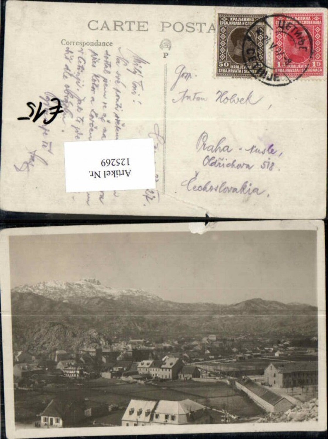 125269,Rare Fotokarte Cetinje Partie im Ort 1927