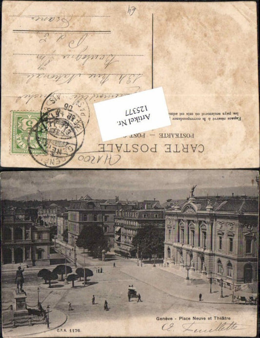 125377,Kanton Genf Geneve Stadt Place neuve et Theatre Theater 1903