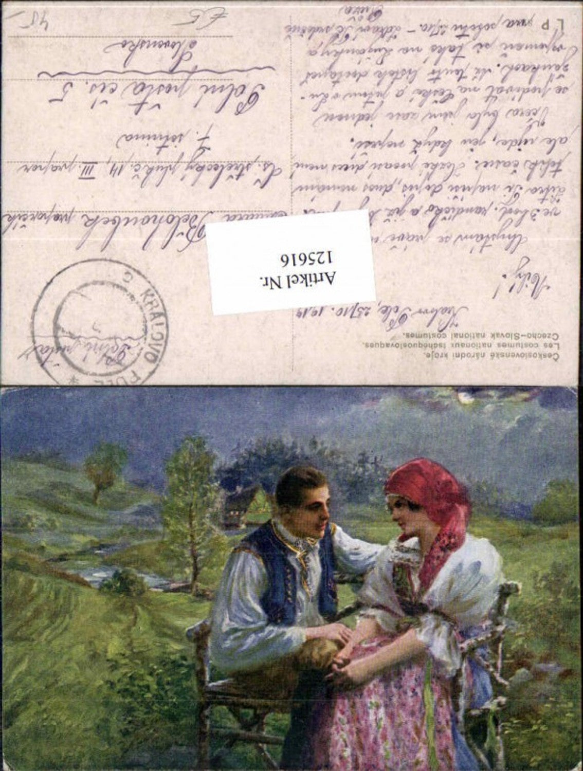 125616,Tschechische Trachten Volkstracht Tracht Mähren Liebespaar Südmähren