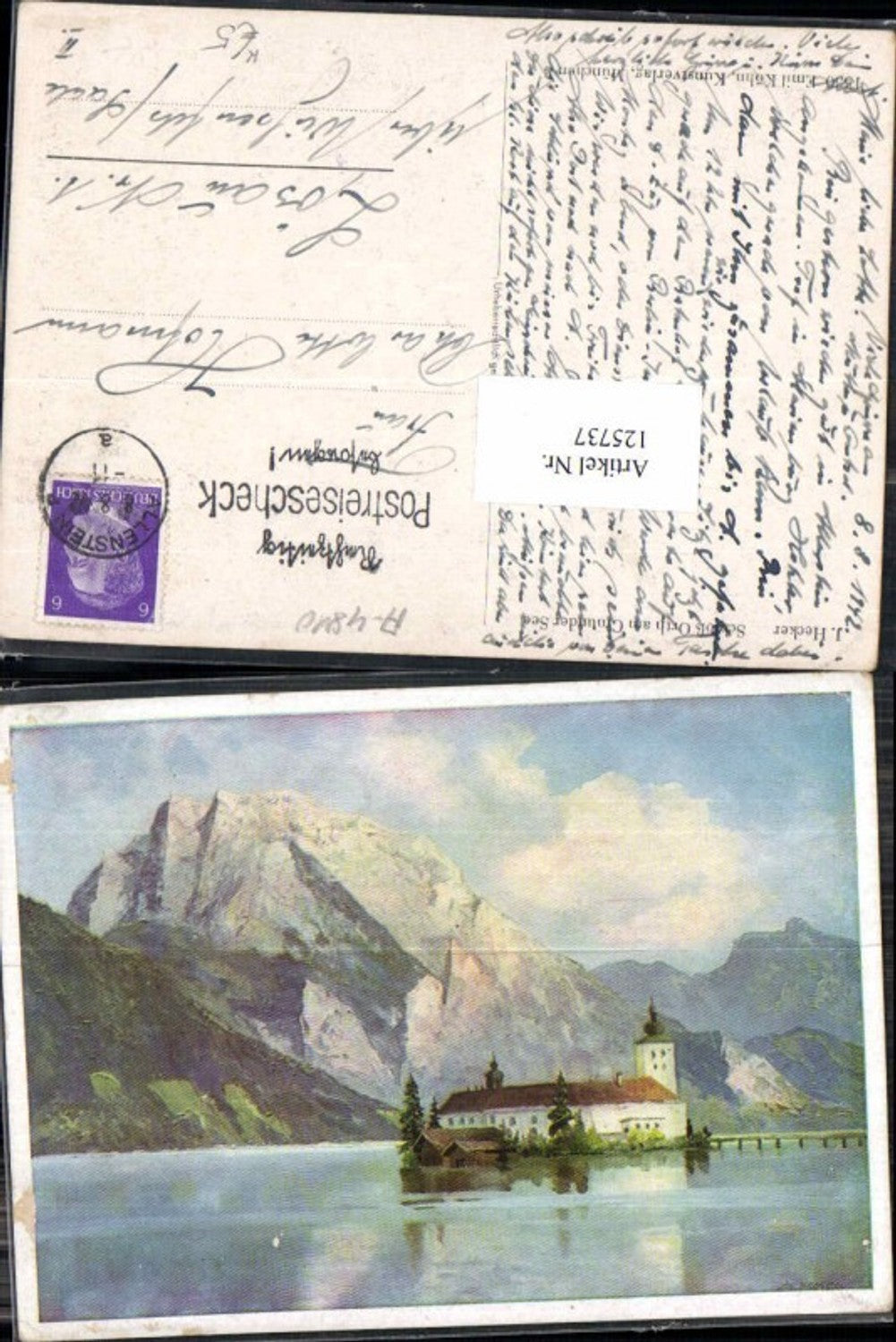 125737,Schloss Orth bei Gmunden 1940 J. Hecker sign.