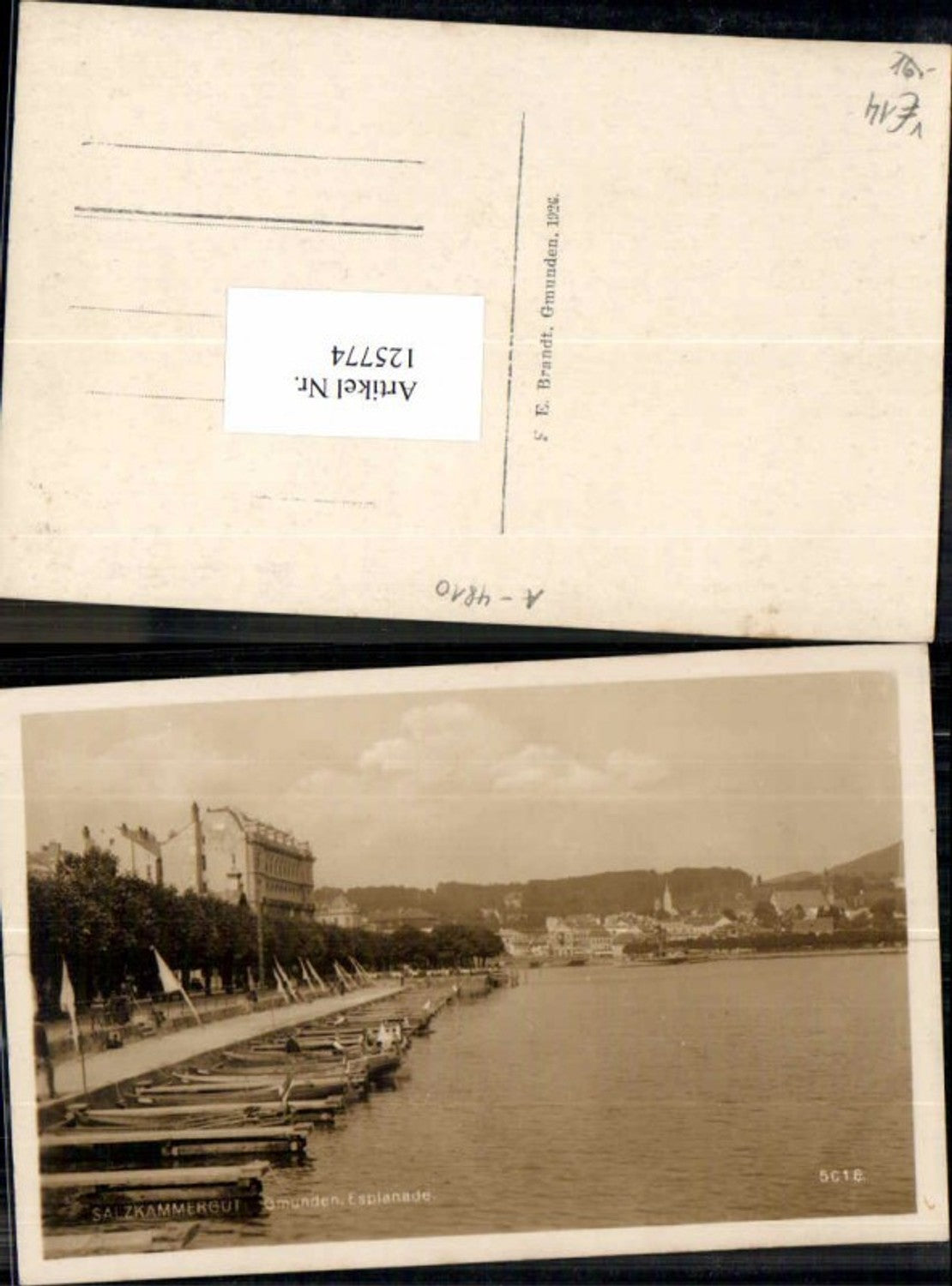 125774,Seltene FotoAK Gmunden Esplanade Landungsplatz pub Brandt 5018