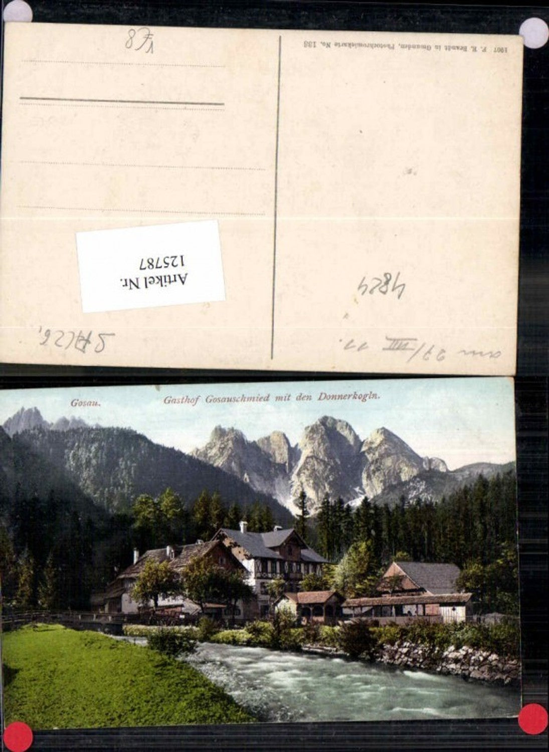 125787,Gosau Gasthaus Gosauschmied m.d. Donnerkogeln 1907 pub Brandt 136